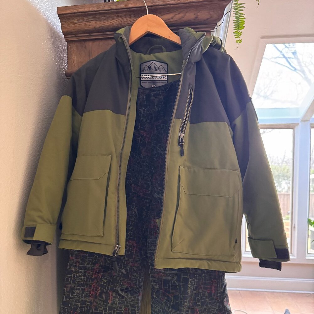 Boulder Gear Boys Winter Jacket Size M | Insulated Ski Snow Jacket | Green & Gra